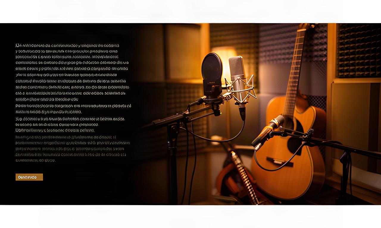 Micrófono de condensador y guitarra acústica dentro de una cabina cálida de un estudio de grabación en León
